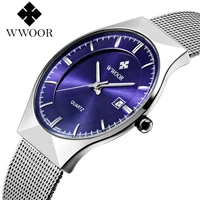 wwoor mens watches top brand luxury waterproof ultra thin date clock male steel strap casual quartz watch men sport wrist watch