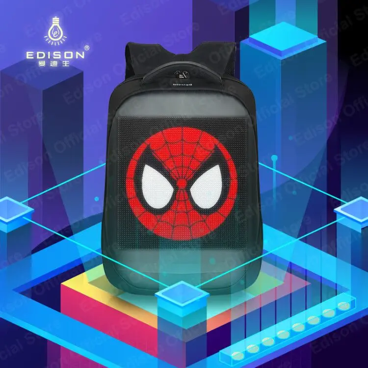 

Edison Led Backpack Third Generation Led Display Backpack Smart WIFI Version APP Control Light Multi-Function Computer Backpack