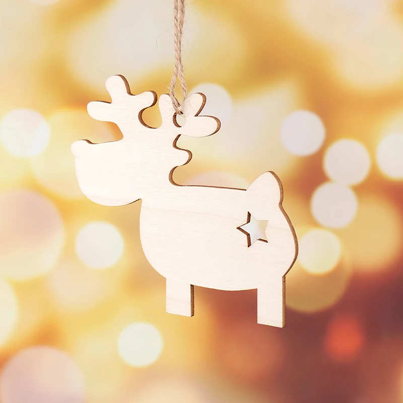 

10pcs Wooden Deer Christmas Gift Tags Christmas Tree Ornaments For Christmas Decoration And DIY Craft Making