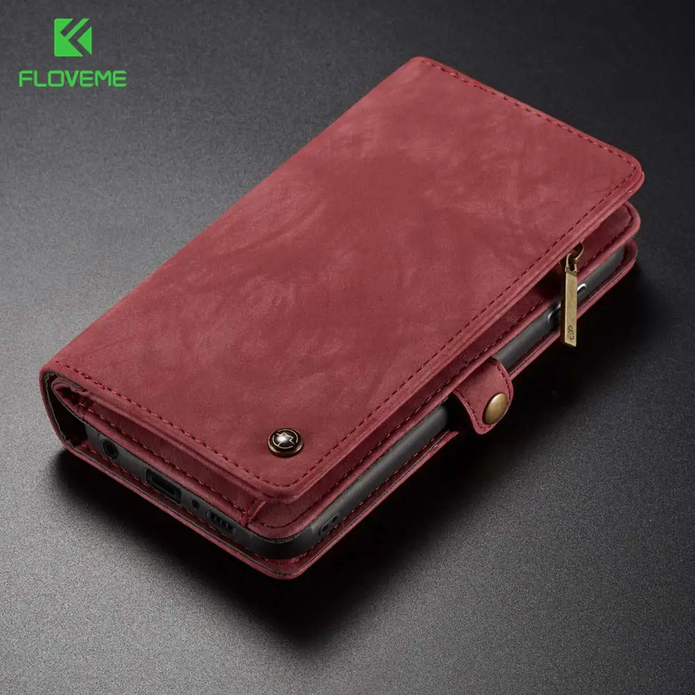 Кожаный чехол книжка FLOVEME на молнии для Samsung Galaxy A10 A20 A20E A30 A40 A50 A70 M10 M20 S10 S8 S9 Plus