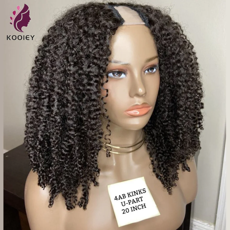 220 Density Afro Kinky Curly Wigs For Women Human Hair Full Machine Made Brazilian Kinky Curly Glueless U Part Wigs With Combs