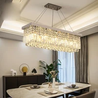 crystal chandelier simple modern rectangular dining chandelier atmosphere dining room lamp household personalized creative dinin