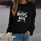 Женская толстовка большого размера, повседневный Свободный пуловер в стиле Харадзюку С Длинным Рукавом и принтом в виде букв душа
