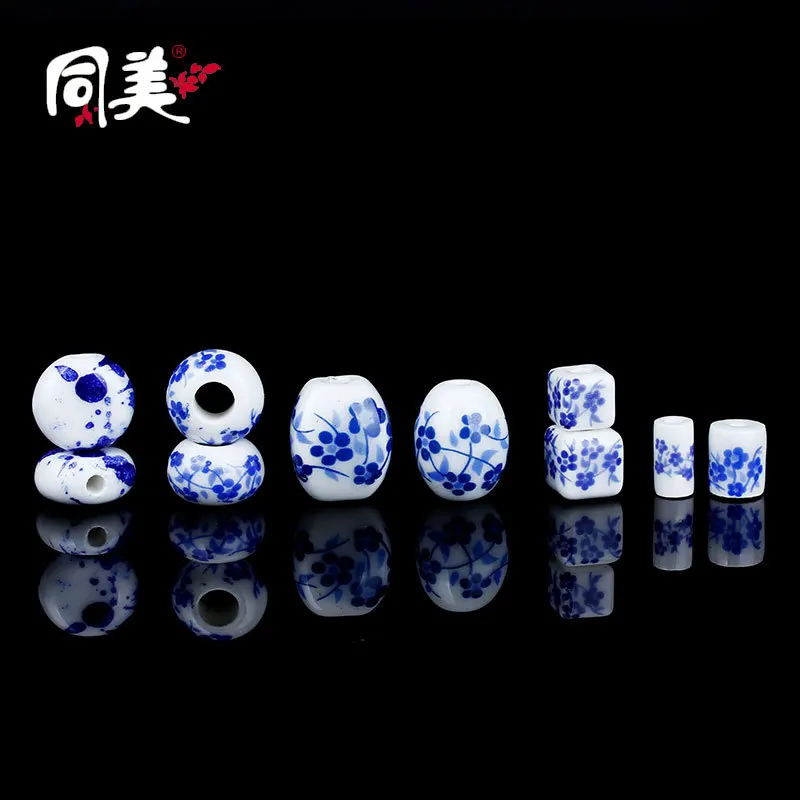 

Handmade ceramic beads round square glazed porcelain DIY spacing beads DIY jewelry making 10 pieces / wholesale accessories