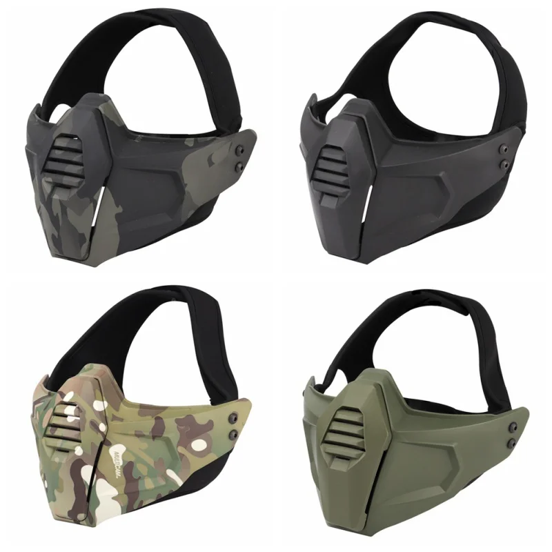 

Hunting Mask Airsoft Face Mask Shooting Wargames Camo Half Face Protective Lower Mask Paintball Protection Mask 1pcs