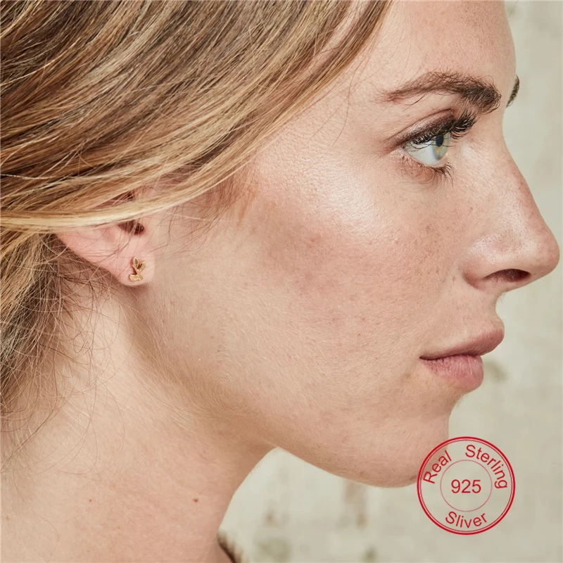 

VINY Silver 925 Jewelry Earrings For Women Leaves Hoop Earring Gold/Silver Jewelry 2021 Trend Pendientes Mujer Fine Gift