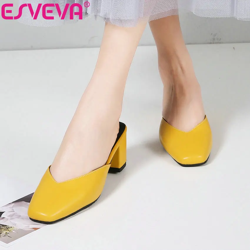 ESVEVA/женские туфли лодочки летние на квадратном каблуке средней высоты женская