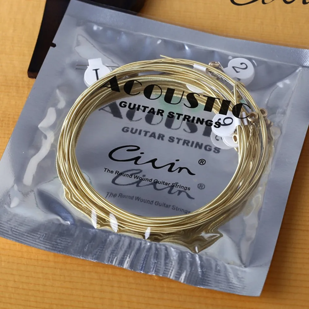 

6 Pcs/Set Electric/Acoustic Folk Guitar Strings Replacement Rustproof Brass For Children And Beginners Soft Sweet Accessories