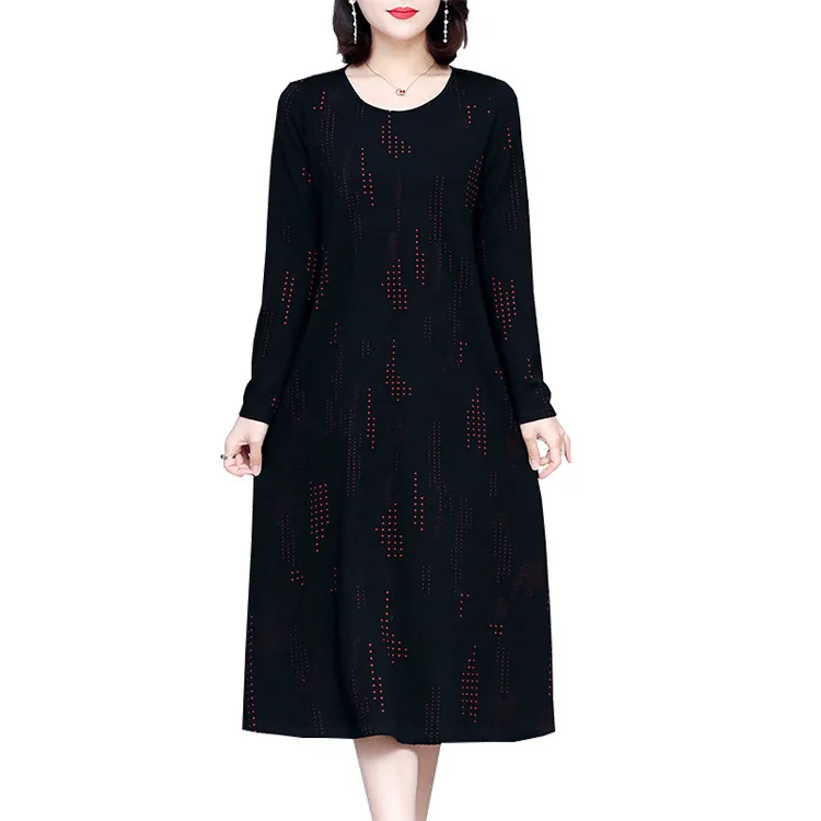 

long sleeve dress women's middle and long style 2020 early autumn new fattening and loose covering meat fashion