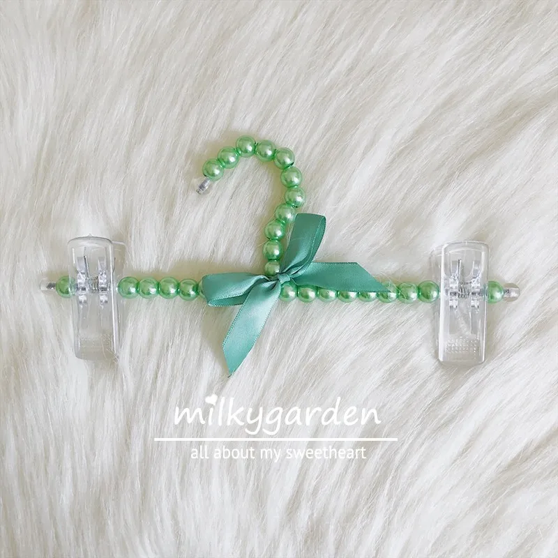 

Romantic Pearl Scarf Hanger Baby Hangers Clothes Organizer Mini Cute Hangers Bride Pants Clip Belt Hanger Organizer Pink Green