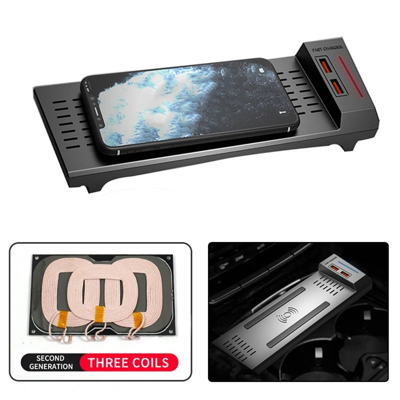 

10W Three Coils Car Wireless Phone Charger for Mercedes Benz W212 E Class 2012 2013 2014 2015 QI Holder