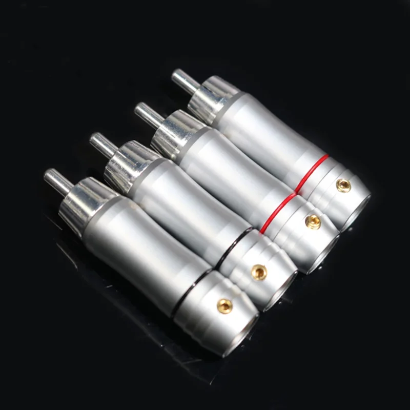 

4pcs 8pcs 16pcs Hifi 8mm audio cable brass copper silver plated Male Audio RCA plug connector jack
