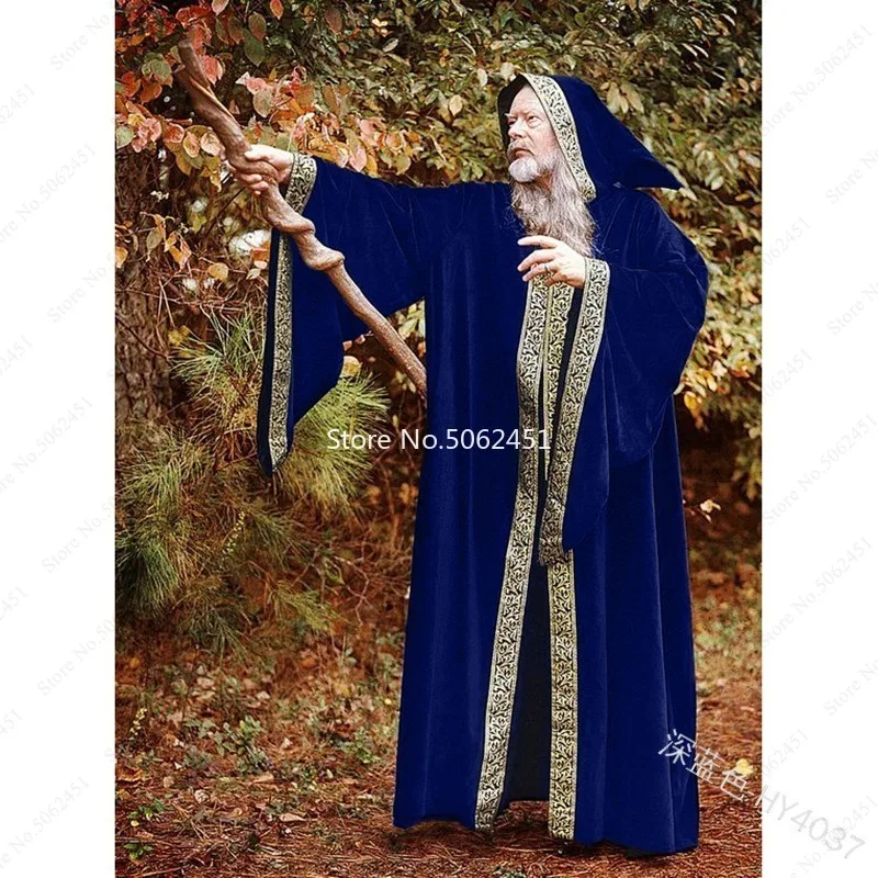Средневековый Ренессанс Для мужчин женщин монах маг халат веревка капотом