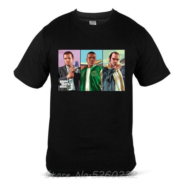

7787-BK GTA Grand Theft Auto swag Inspired Games Fashion Black Mens Tee T-Shirt New Men'S Fashion Short-Sleeve T Shirt Mens