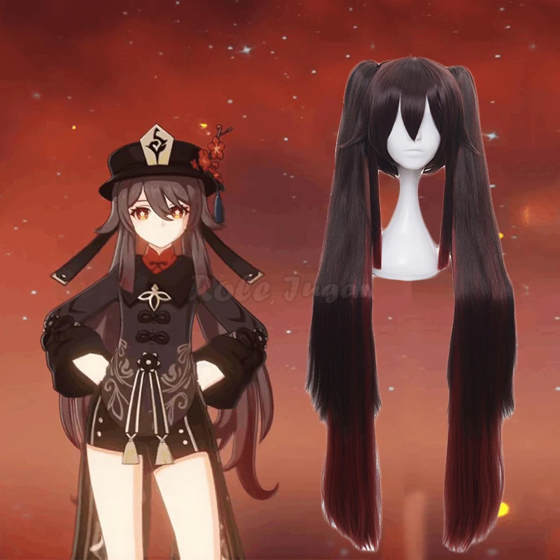 

Ударопрочный парик Hutao для косплея Game Genshin, термостойкий синтетический длинный зажим для конского хвоста, коричневые волосы C58M167