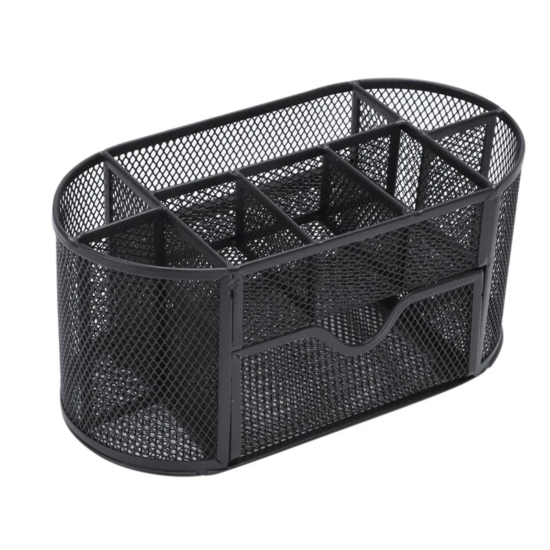 

Multifunctional 9 Components Table Metal Desktop Storage Box (Black)