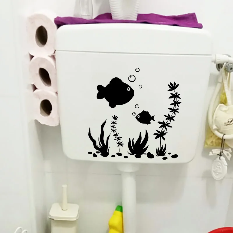 Модные виниловые наклейки на стену в виде рыбок и аквариума для туалета домашний