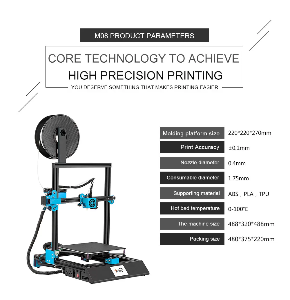 EZT 3D DIY принтер полная металлическая рамка Impresora TFT сенсорный экран Высокая