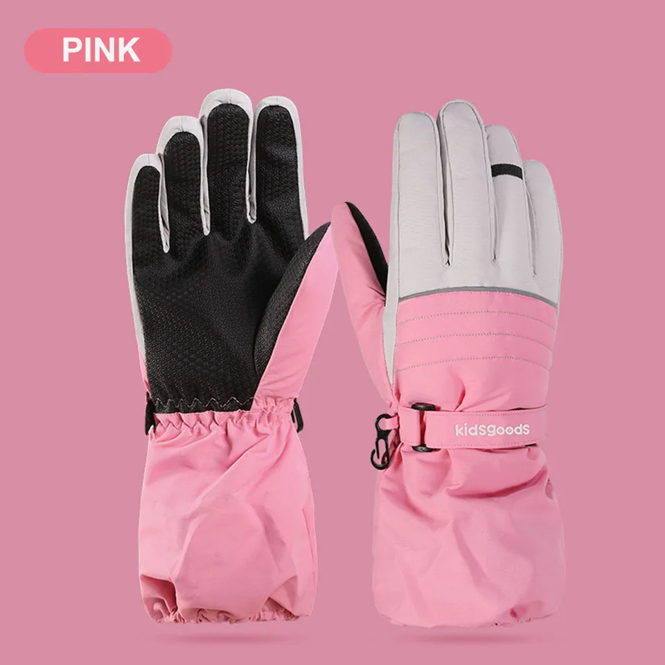 

Double-layer Winderproof and Waterproof Children Ski Gloves Winter Keep Warm Plus Velvet Thickening Anti-slip and Wear-resistant