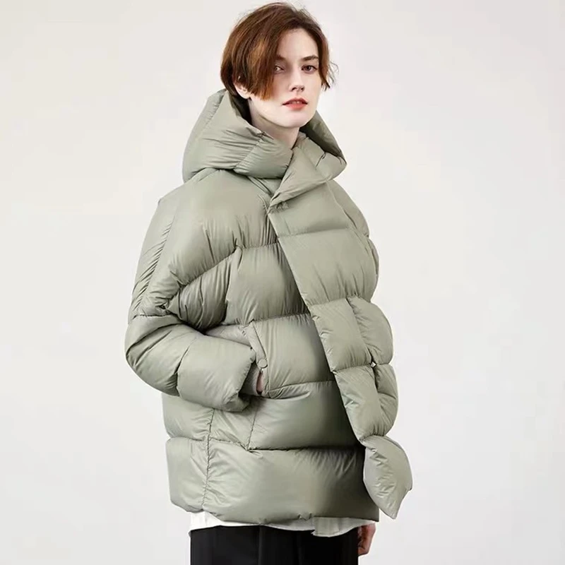 

Fashion Hot Winter Down Jacket Women 90% Duck Down Coat Hooded Ultra Light Loose Overcoat Female Puffer Parka Snow Outwear