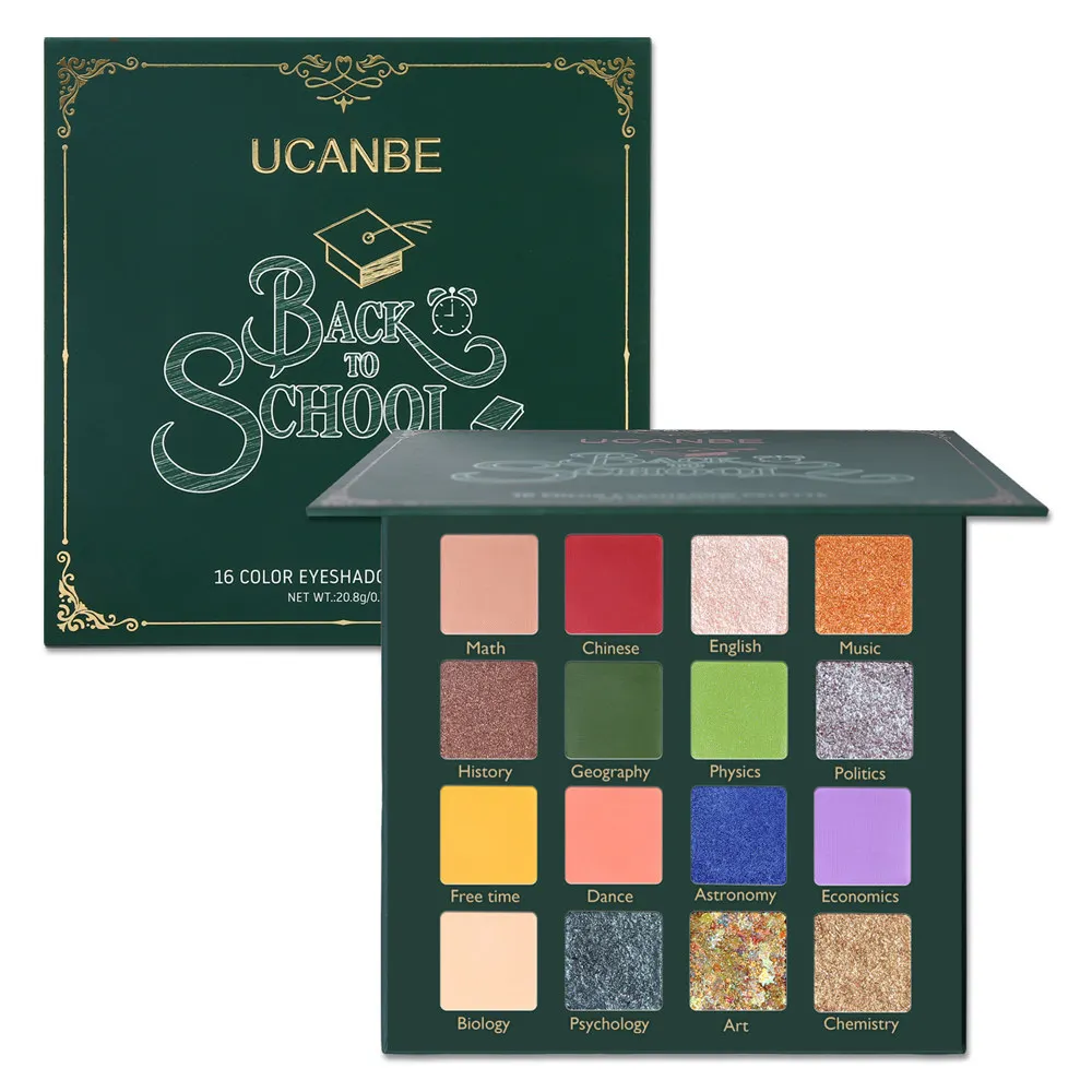 Ucanbe новые ins тени для век 16 цветов Палитра теней студентов parity sequin eye shadow