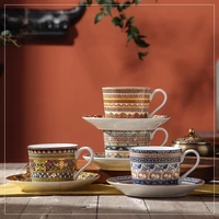 retro cup and saucer bone china tea coffee milk mug tumblr cup building print luxury design