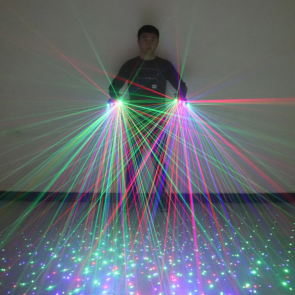 Gypsophila RGB Laser Gloves Include 2 Green 1 Red Blue Flash Finger For LED Robot Costume Bar Party Stage Show |