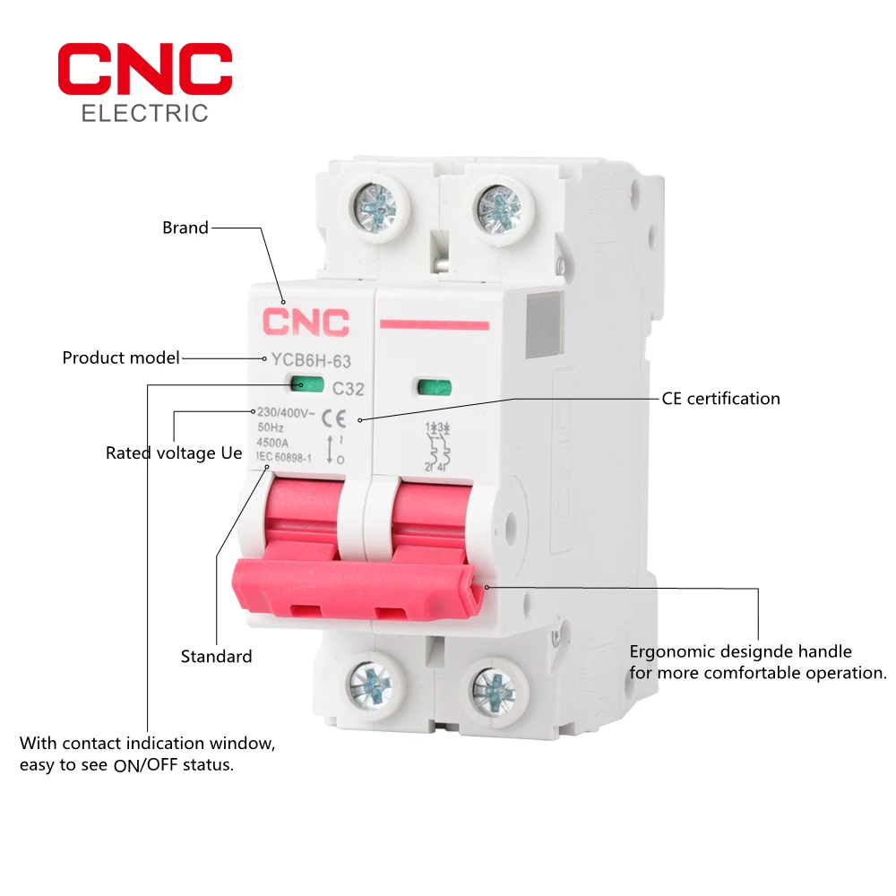 Автоматический выключатель CNC YCB6H-63 2P/3P MCB 400 ка в миниатюрный автоматический на