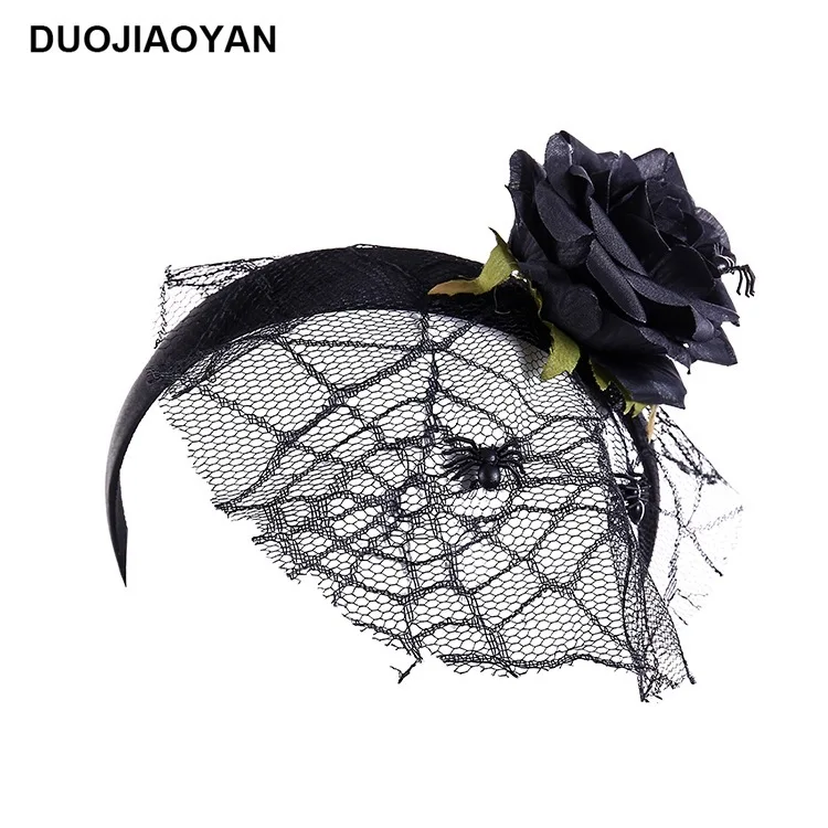 

And The Black Simulation Flower Spider Web Yarn Halloween Hair Hoop Head Hoop Wholesale Hair Accessories Manufacturer