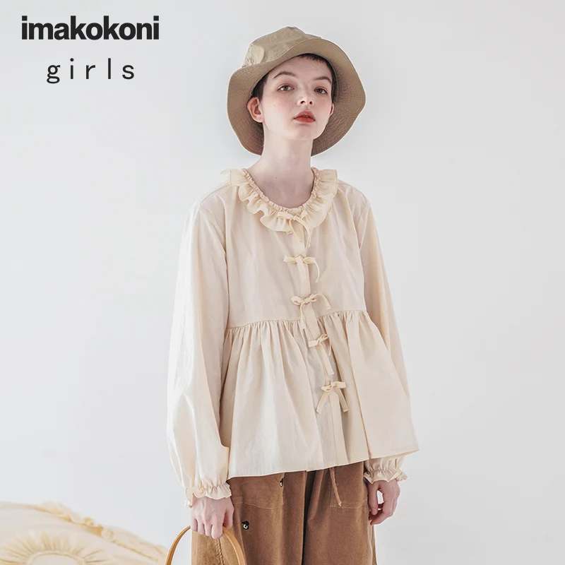 Imakokoni оригинальный дизайн бежевый свободный Японский лес чувство рубашка