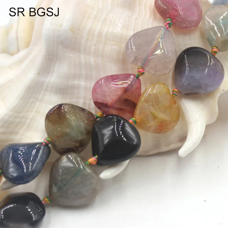 

Free Shipping BGSJ Multicolor Mixed Crackle Agate Onyx Stone Round Jewelry DIY Loose Heart Gemstone Beads Strand 15
