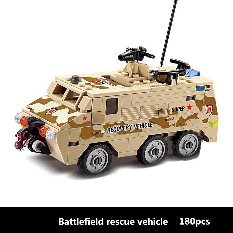 Военный автомобиль совместимый с legoed Greta ww2 солдатами боевыми строительными