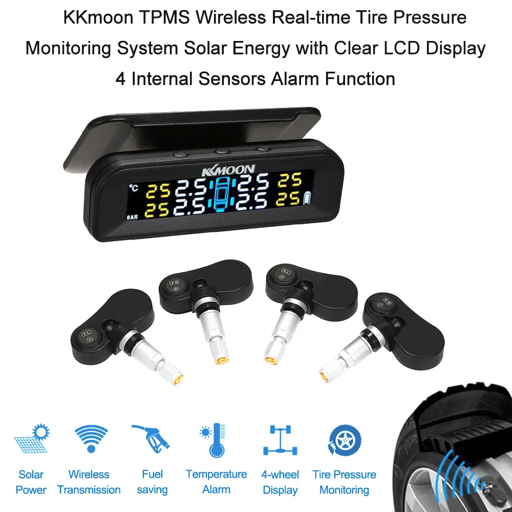 KKmoon Smart Car TPMS система контроля давления в шинах солнечная энергия цифровой ЖК