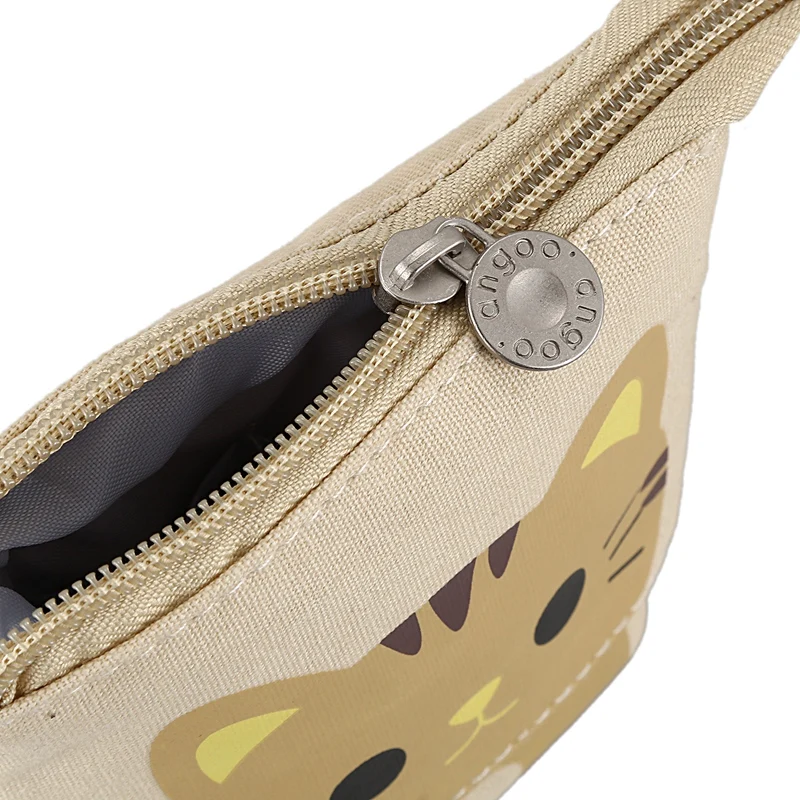 

canvas Cartoon Cute Cat Telescopic Pencil Pouch Bag Stationery Pen Case Box with Zipper Closure