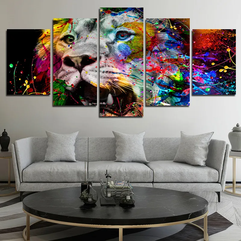 

Open Mouth Tiger Color Animal Canvas Painting Home Decoration Bedroom Living Room Hd Print Nordic Decoration Home Frameless