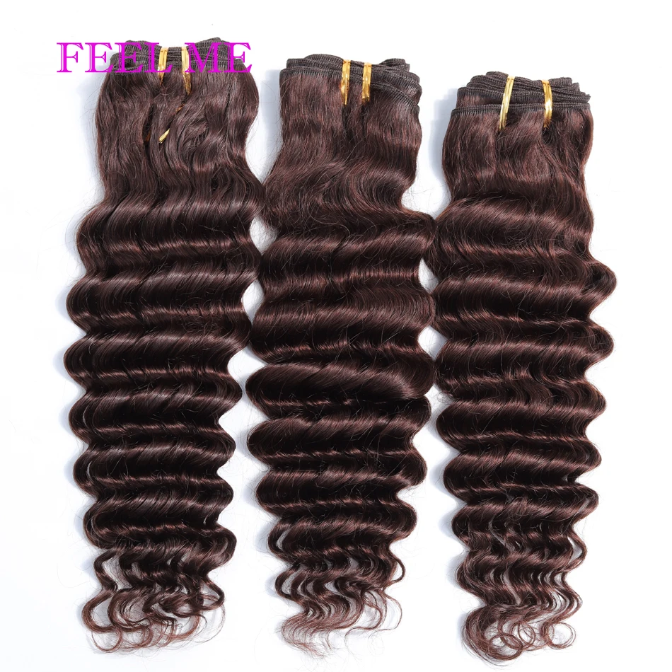 Филми Цветной #2 темно коричневые волосы глубокая волна пряди 1/3/4 шт. бразильская