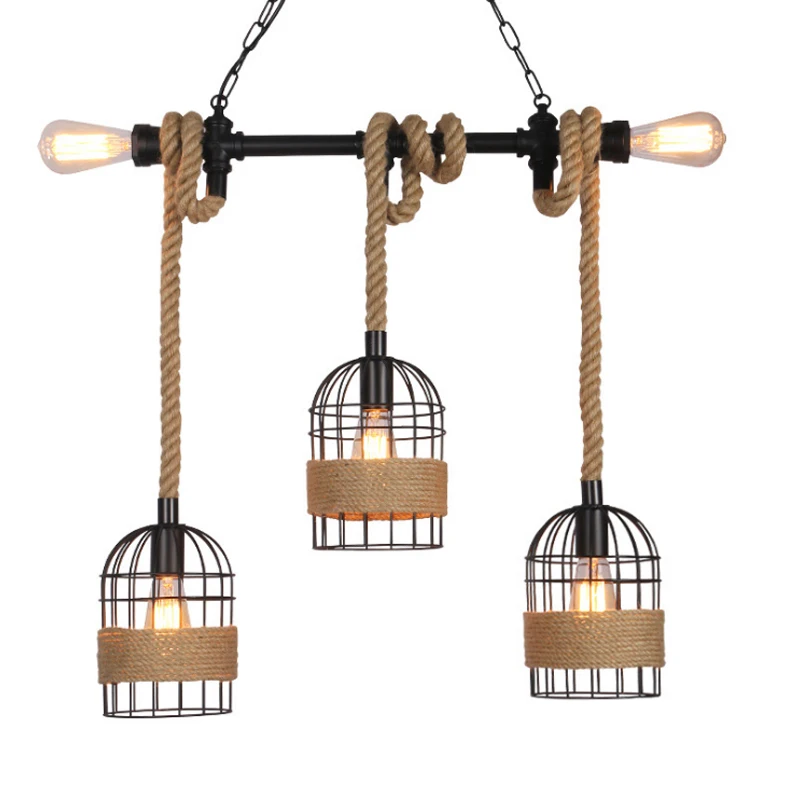 

Retro industrial style wrought iron chandelier old craft bar, restaurant, coffee shop, dining table, bar table lamp decoration p