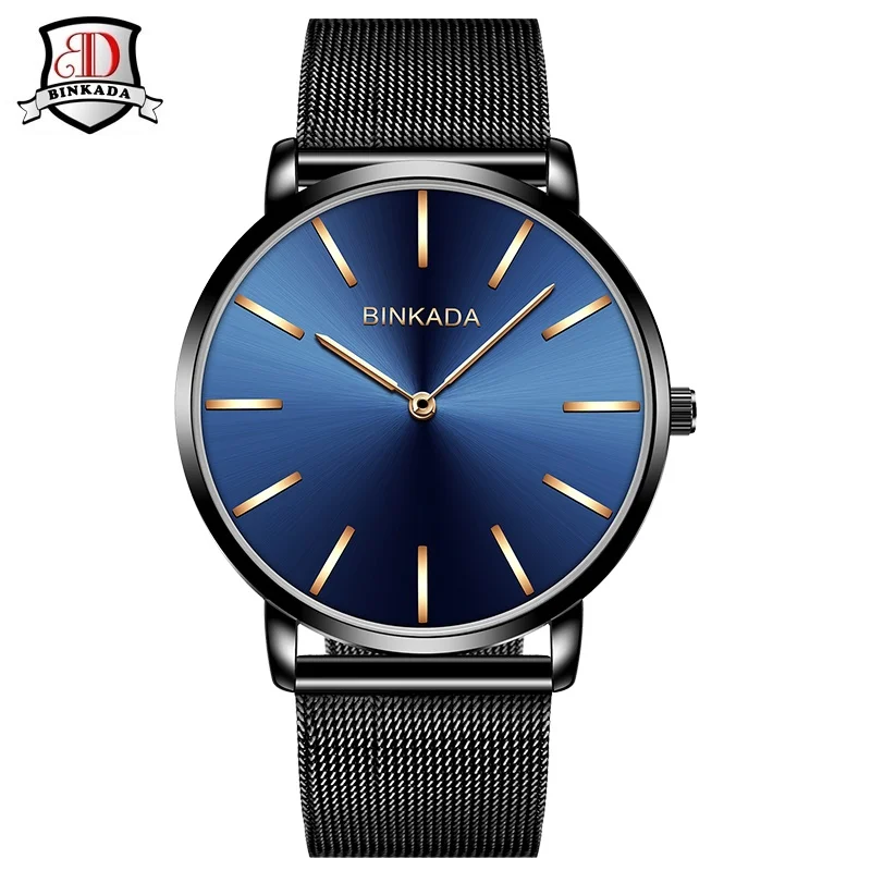 

BINKADA New Fashion Men Watches Simple Quartz Wristwatch 30M Waterproof Fashion Sports Date Leather Band Watch male montre homme