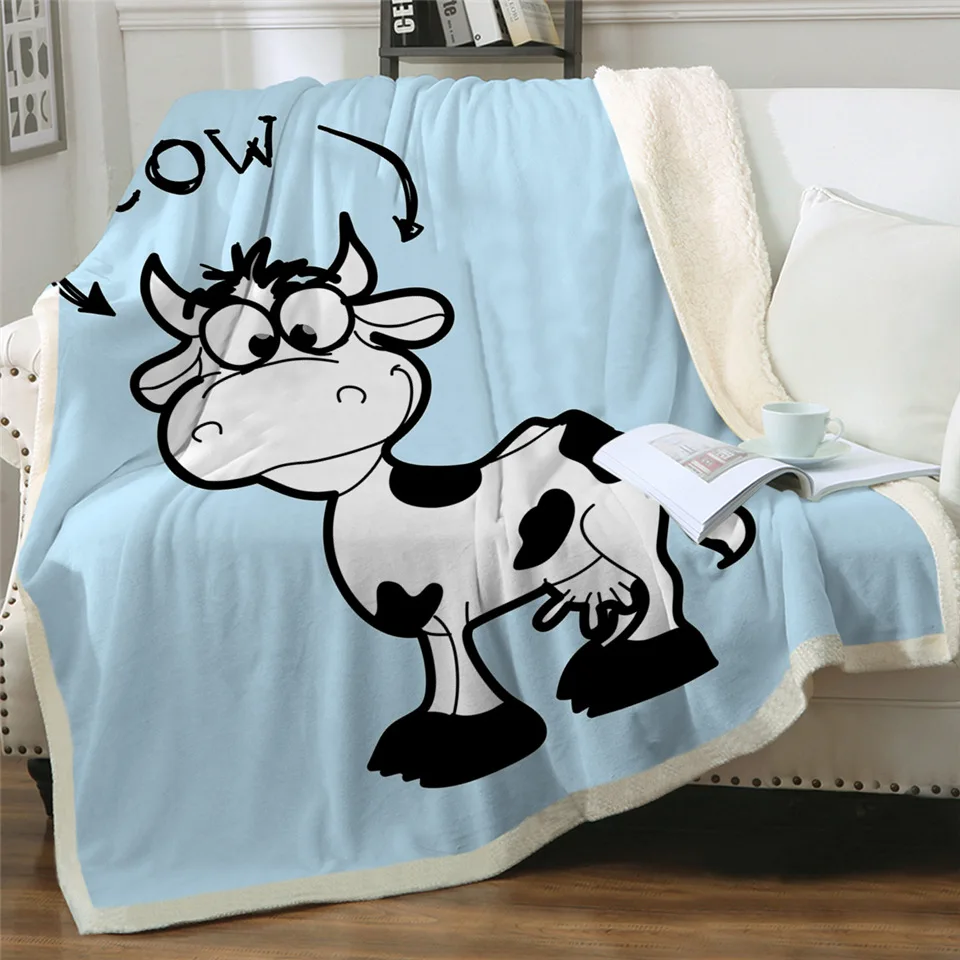 BeddingOutlet Pink Cow Sherpa Fleece Blanket Milk Cartoon Throw Cute Farm Animal Blanket Unicorn Cow Plush Blanket for Bed Couch