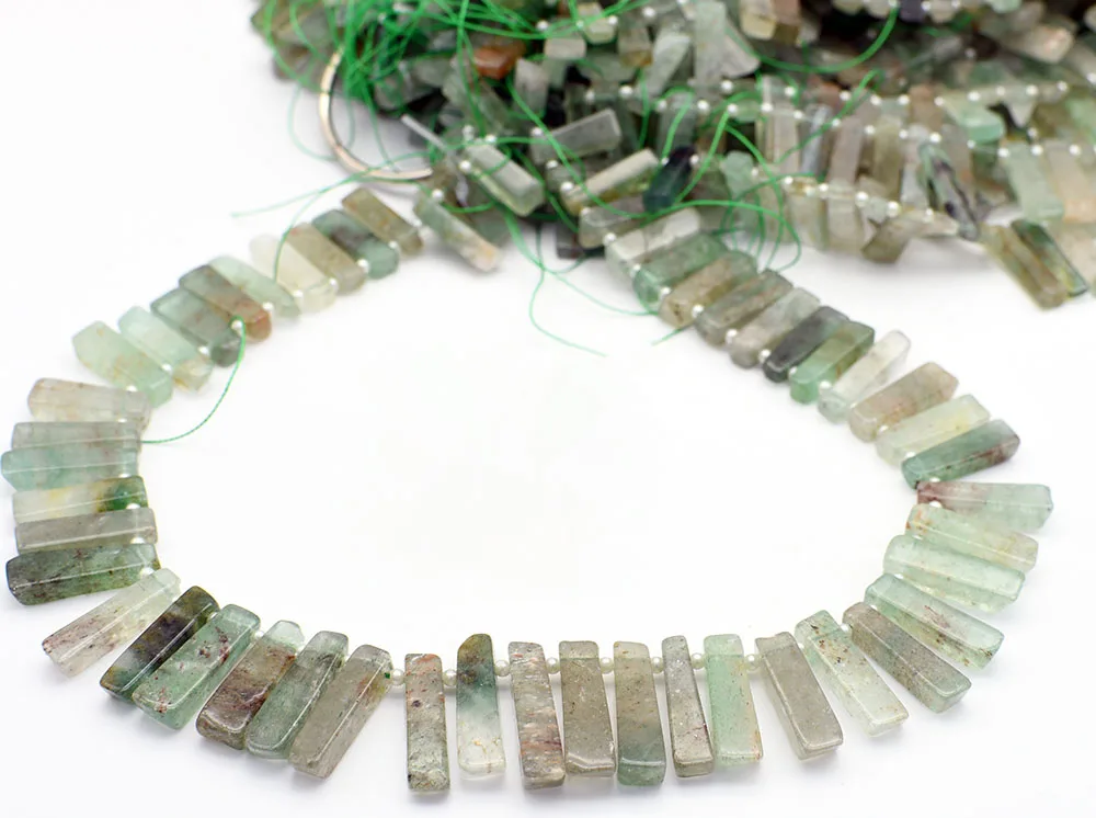 Natural Green strawberries irregular Rectangular shape Stone Beads For DIY necklace bracelet jewelry making 15 