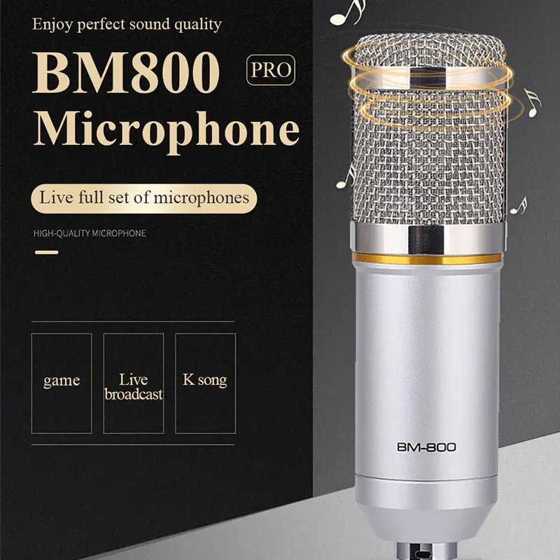 Профессиональный конденсаторный микрофон BM800 студийная звукозапись подставка