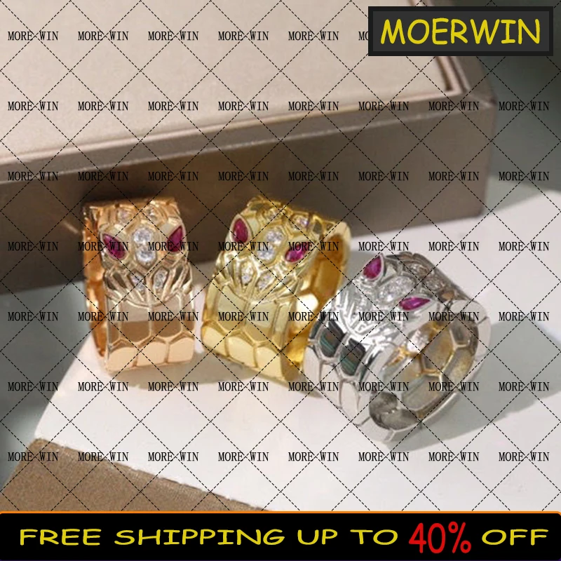 

New Sterling Silver Color Fashion Personality Red Eye Snake Ring Men And Women Wedding Engagement Ring Luxury Brand Jewelry Gift