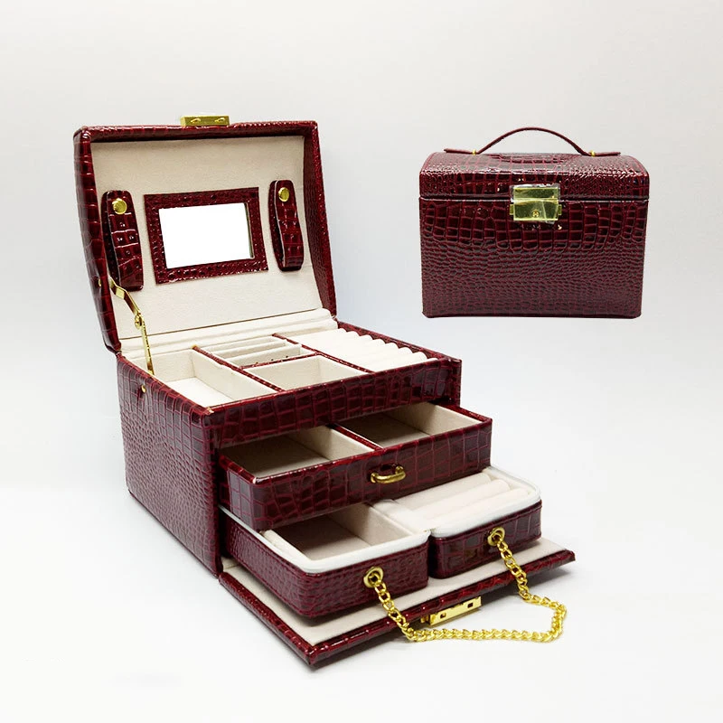 Трехслойный кожаный Органайзер для ювелирных изделий 6 цветов вместительная