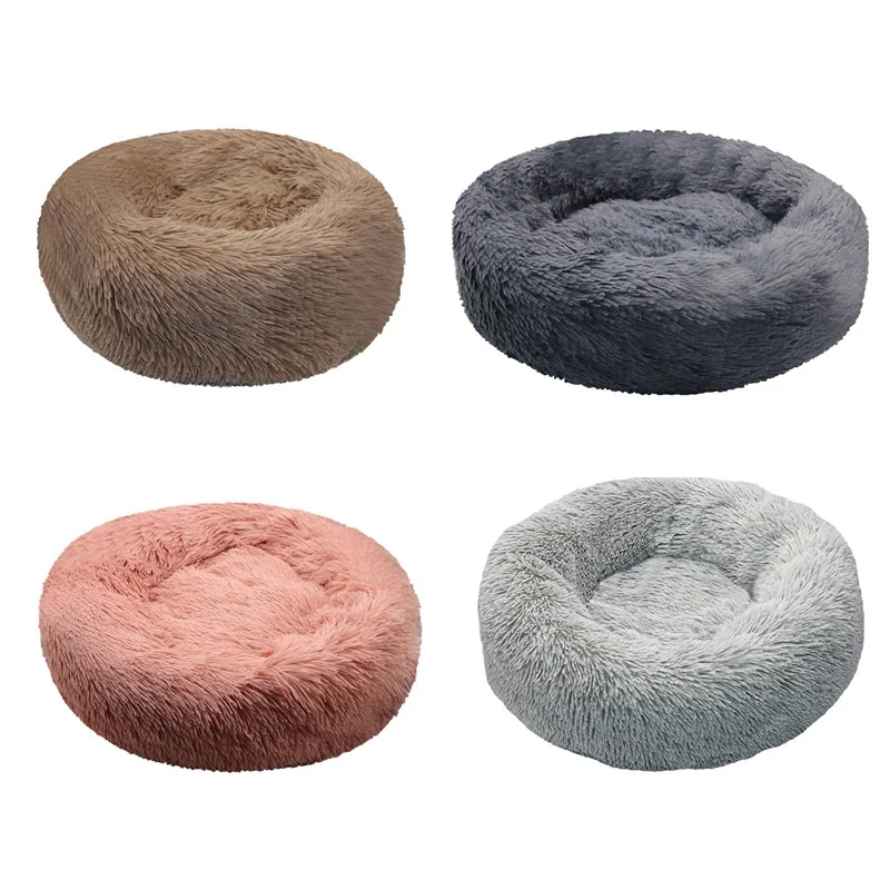 

Pet Bed For Winter Self-Warming Donut Pet Bed Luxury Cozy Nest Sleeping Bed for Cats and Small Medium Dogs Round Faux Fur Bed