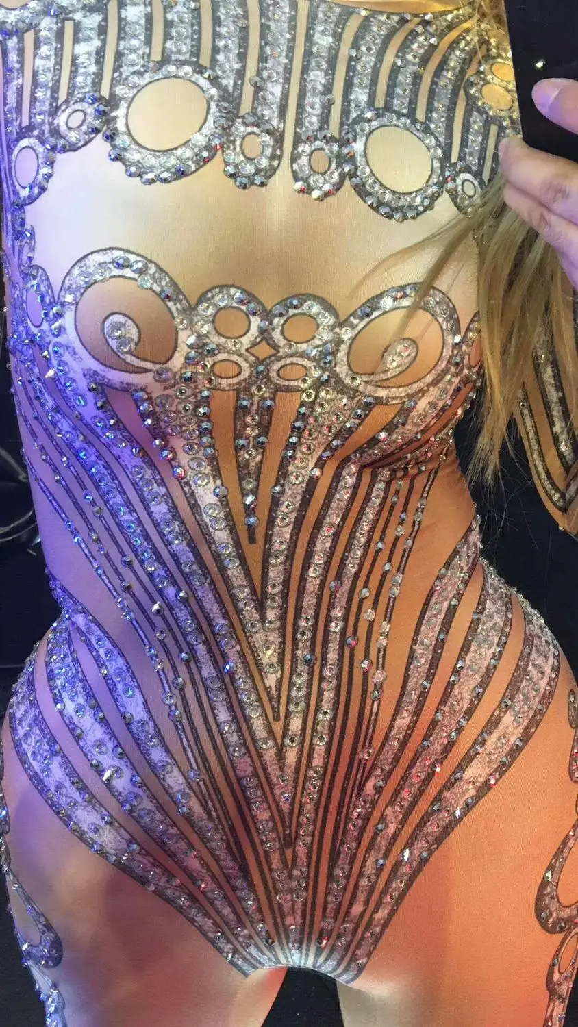 

Women Bling Sequins Jumpsuits Rompers Nightclub Sexy Clothes Women Stage Performance Costumes Bodycon Long Sleeves Outfits Set