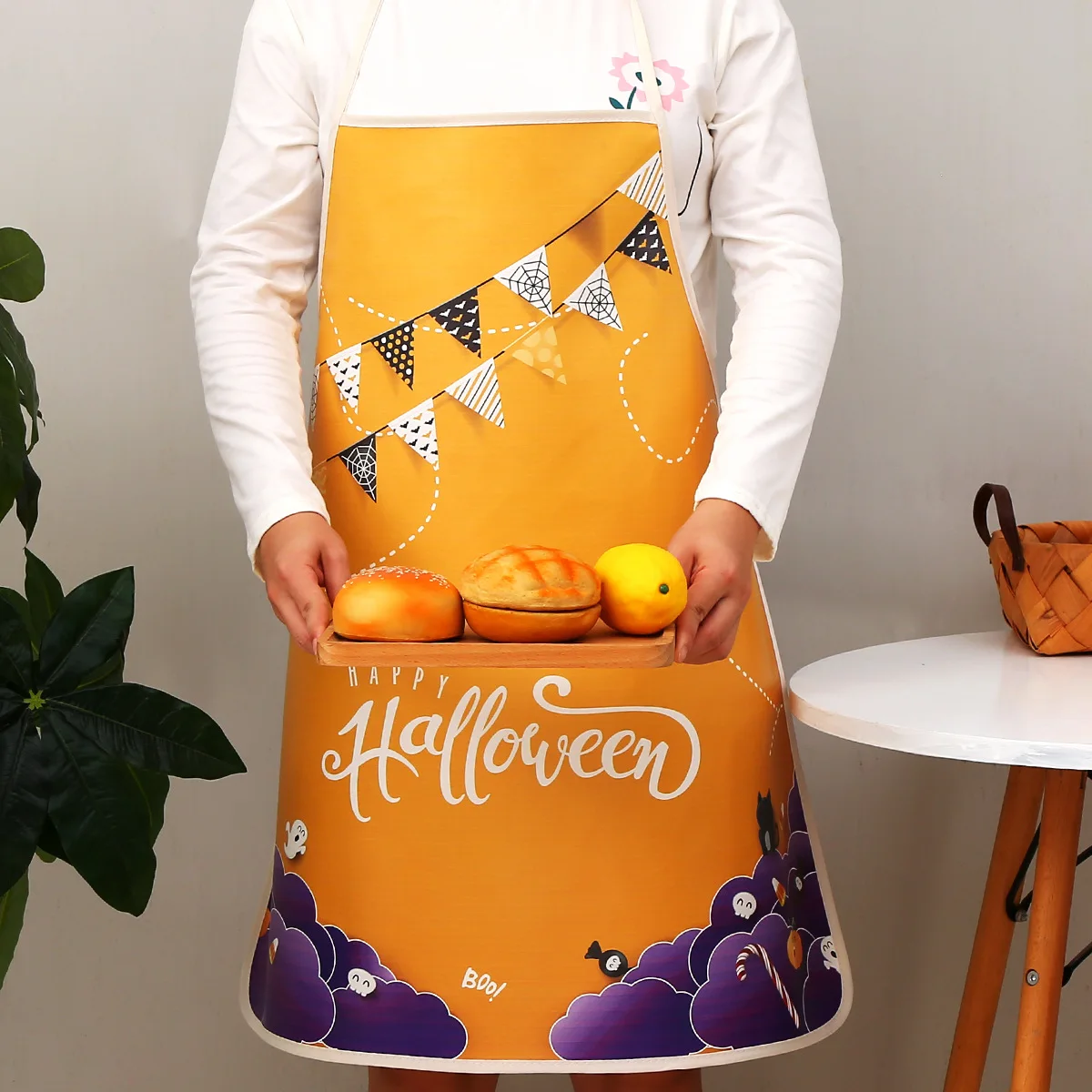 

Kitchen Apron antifouling and oilproof household cooking printing sleeveless apron restaurant work clothes