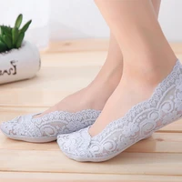 solid color fashion women lace low cut anti slip no show invisible boat sock