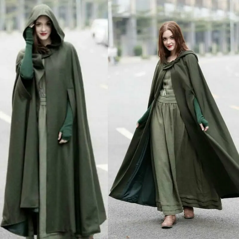 Женское свободное шерстяное пончо зимняя теплая куртка Длинная накидка парка