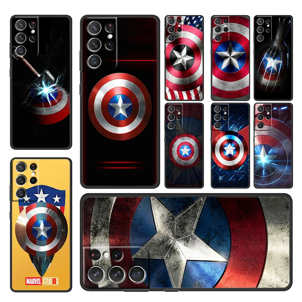

Shield captain america marvel For Samsung Galaxy S22 S21 S20 FE Ultra Plus S10 S9 S8 S7 S6 Edge 5G Black Soft Phone Case Cover