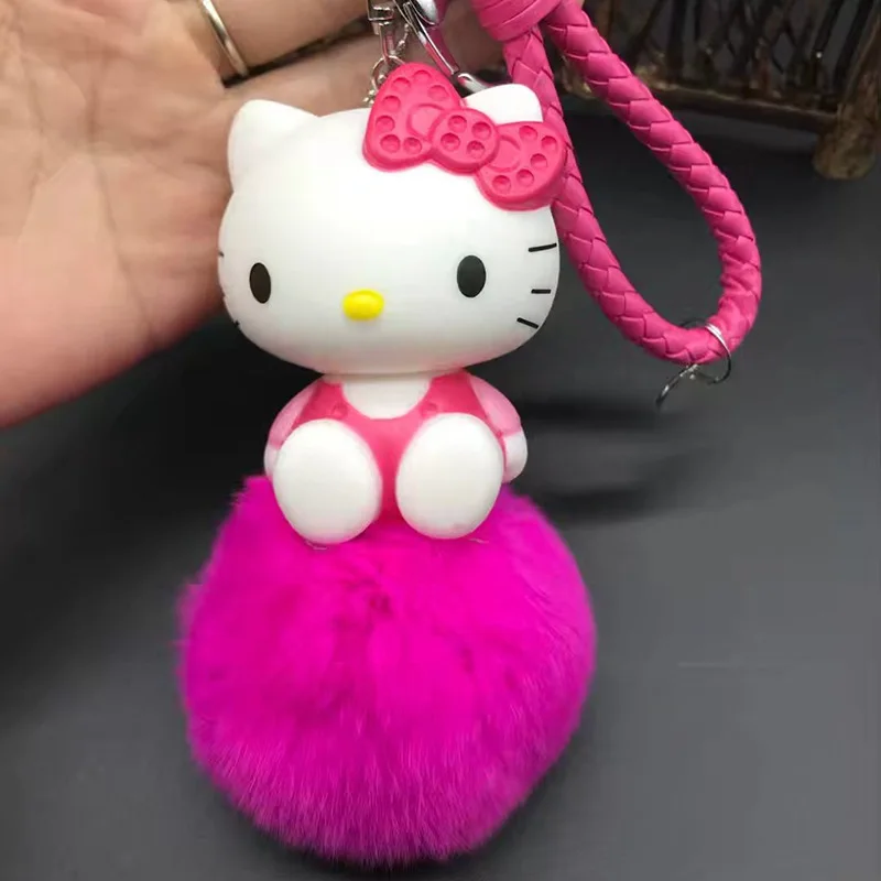 5 Pom аниме брелок мультфильм брелок Hello Kitty пушистый мех кролика брелок кольцо держатель женская сумка автомобильный брелок с помпоном - Цвет: 5
